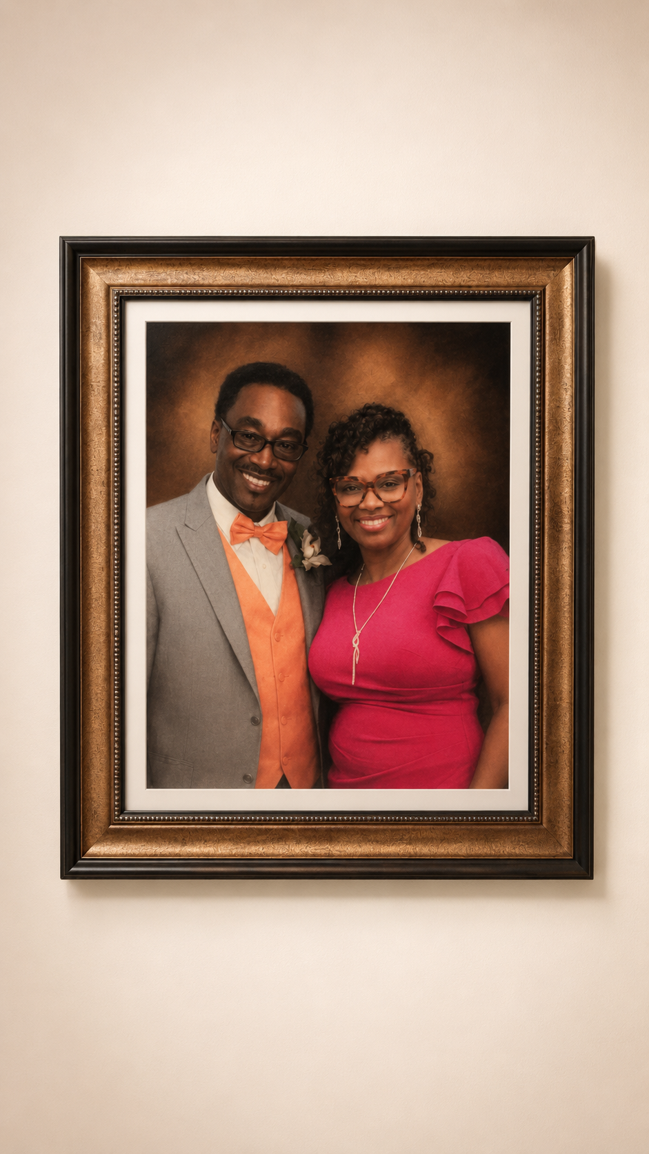 Framed custom portrait of a couple